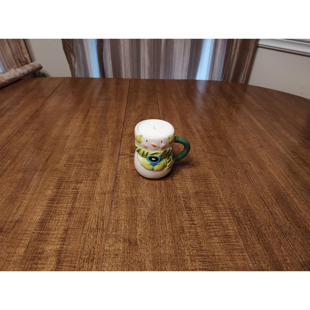 Snowman Coffee‎ Mug Christmas Tree Scented Candle Handmade 14 oz Christmas A57